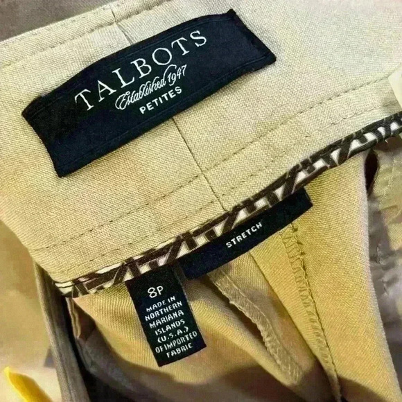 Talbots size 8p stretch wide leg khaki business casual  Dress Pants - Picture 2 of 4